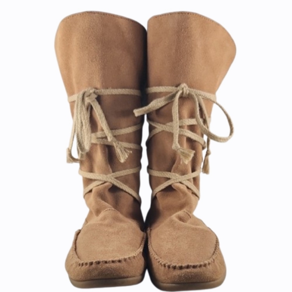 Sanuk Brown Suede and Canvas Boho Lace Up Boots (9)